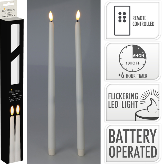 Lumânări de masă din ceară cu LED, 38 cm