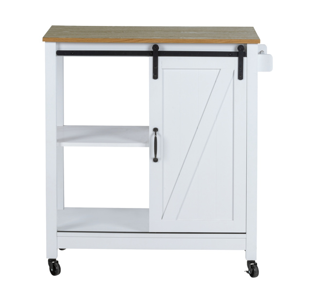 Cărucior de bucătărie LANDHAUS pe roți din lemn de pin și MDF, alb, WENKO