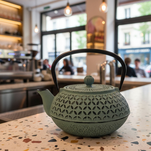 Ceainic din fontă cu infuzor SABI, 1000 ml, verde deschis