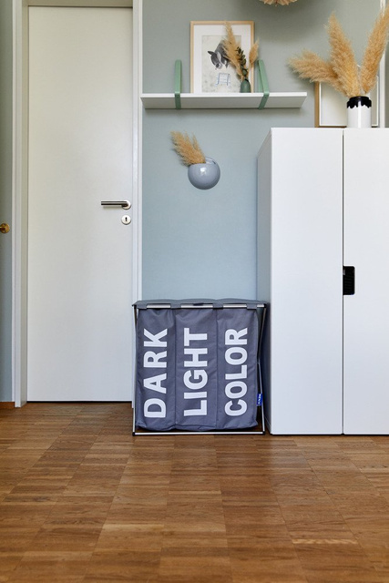 Coș de rufe cu trei compartimente, coș de rufe pliabil TRIO TOP - 57 x 57 x 38, WENKO