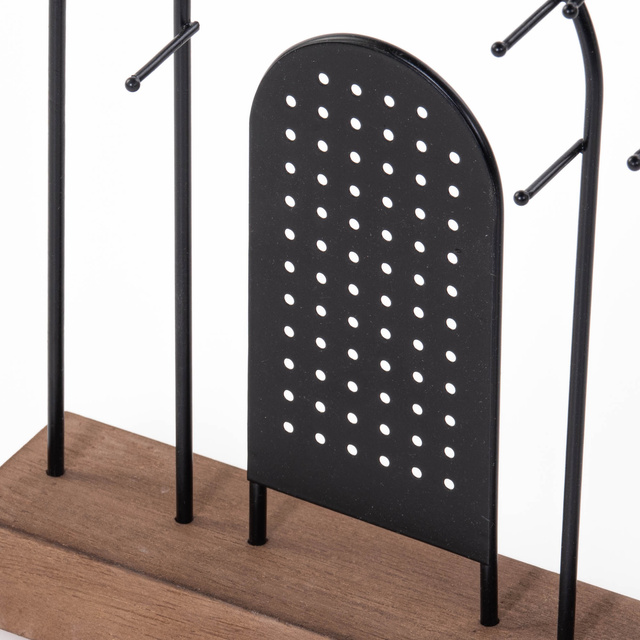 Suport de bijuterii metalic, baza din lemn, 18 x 4,5 cm