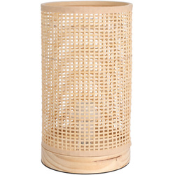 Lampă de birou din bambus, tub, bază din lemn de pin, 13 x 23 cm