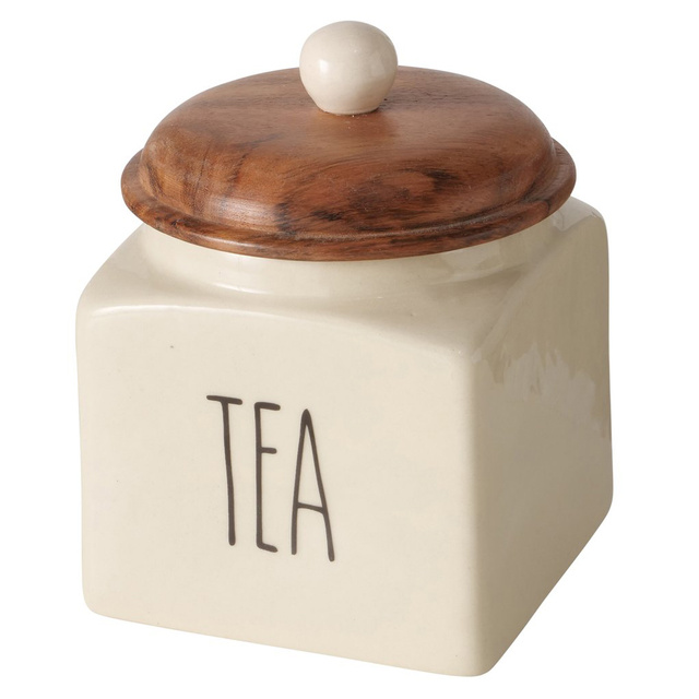 Recipient pentru alimente din ceramică, capac din lemn, SUGGY