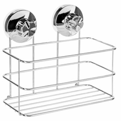 Raft pentru baie, suspendat cu ventuze, otel cromat, inalt