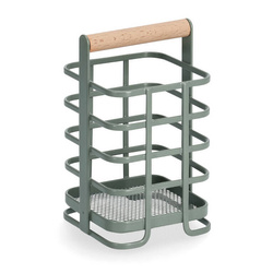 Suport pentru tacamuri cu maner din bambus, 10 x 10 x 17 cm