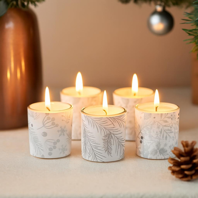 Lumanari parfumate cu imprimeu Craciun, Ø 4,5 cm, 6 buc.