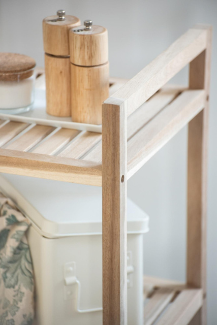 Raft pentru baie ACINA cu trei rafturi, lemn de salcam, Wenko