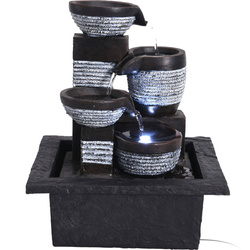 Fântână de interior, decorativă, iluminare LED, 21,5 x 19 x 26 cm