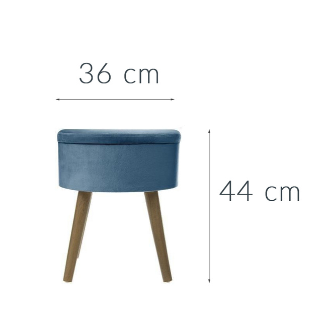 Taburet din catifea cu spațiu de depozitare TESS