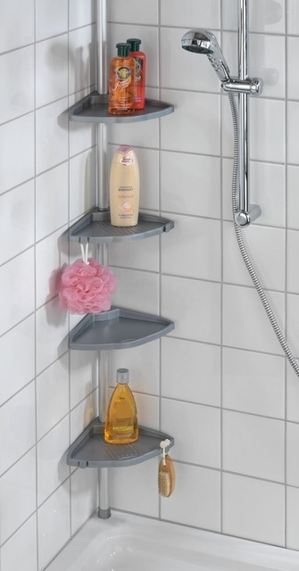 Raft de baie telescopic, colțar - 4 niveluri, WENKO, argintiu