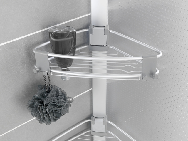 Raft de dus telescopic PURIO, pe colt, 3 niveluri, WENKO