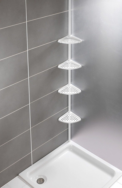 Etajera pentru baie, telescopica OPAL, alb, reglabila 80-250 cm, Allstar