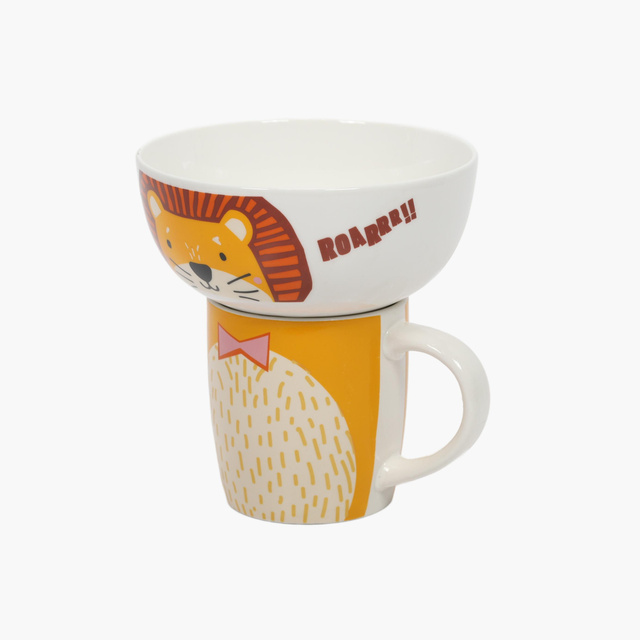 Set cadou pentru copii: bol și cană din porțelan, 600 ml + 360 ml