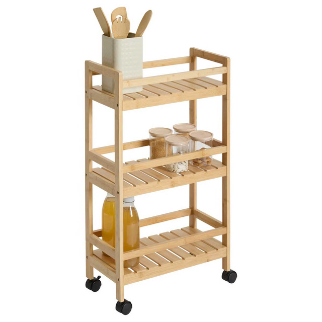 Carucior de bucatarie LINHA, 3 niveluri, din bambus
