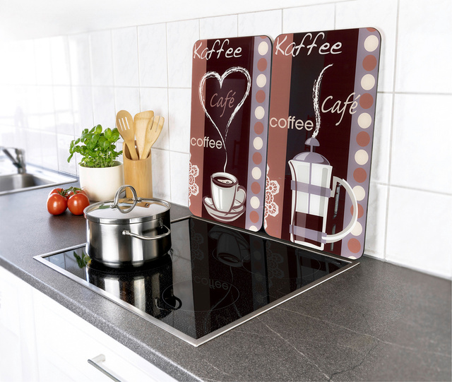 Plite de protecție din sticlă cu AROMĂ DE CAFE, 2 bucăți