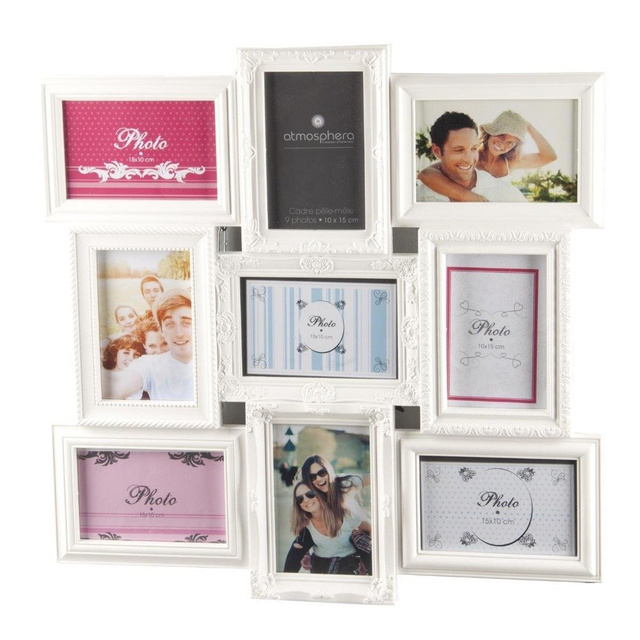 Rama foto colaj 9 fotografii, Alb, 50x50x2 cm, Atmosphera Créateur d'intérieur,
