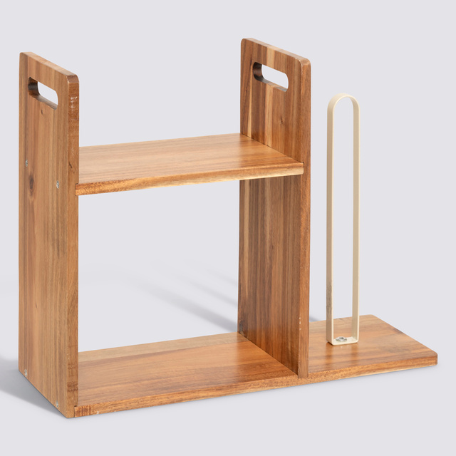 Raft din lemn pentru blatul de bucătărie NATU cu suport pentru prosoape de hârtie, 41 x 14,5 x 33 cm