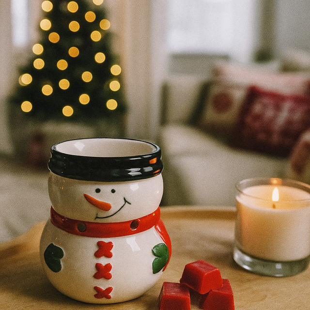 Semineu din ceramică cu lumânări parfumate, 8 cm