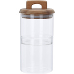 Un set de recipiente din sticlă pentru alimente cu capac din lemn