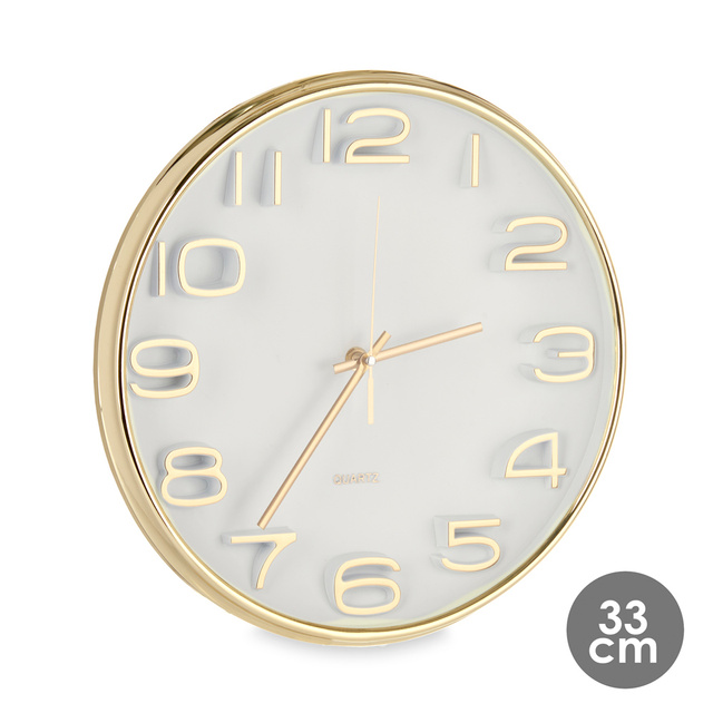 Ceas de perete auriu, cadran transparent, CHAMPAGNE, Ø 33 cm