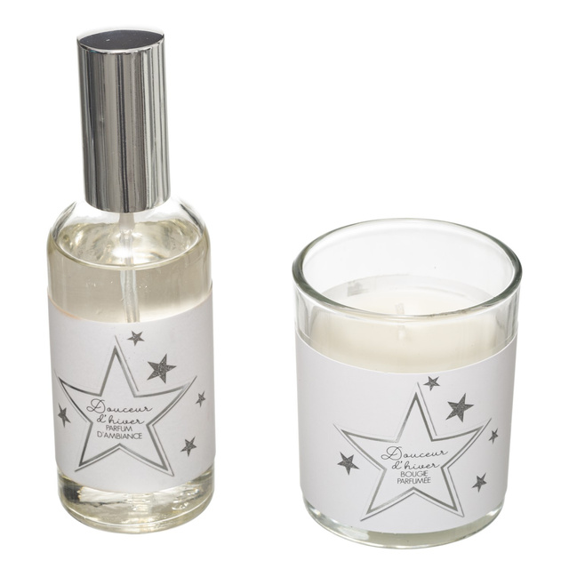 Set parfum, alb, spray si lumânare, 90 g