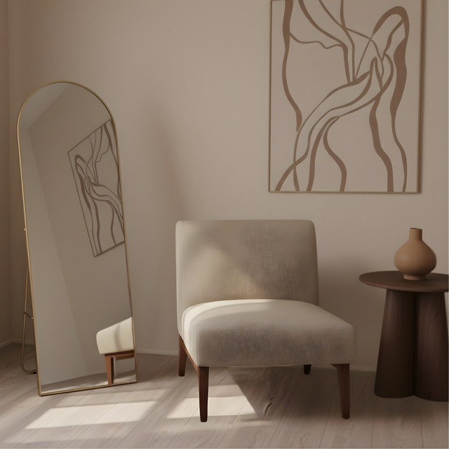 Oglindă mare de podea FRAM, 150 x 50 cm, aurie