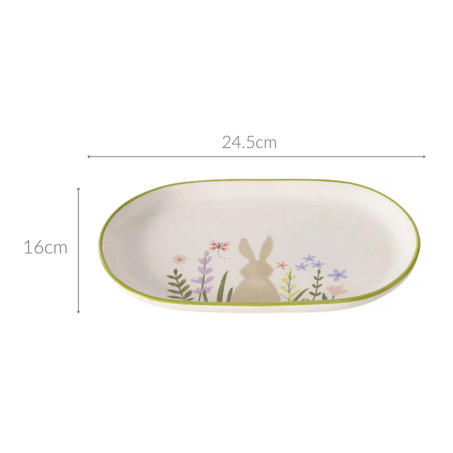 Platou ceramic Gabby, iepuras, 24,5 x 16 cm