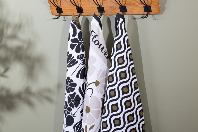 Set de 3 prosoape de bucătărie TWISTED LIME, bumbac, 45 x 70 cm