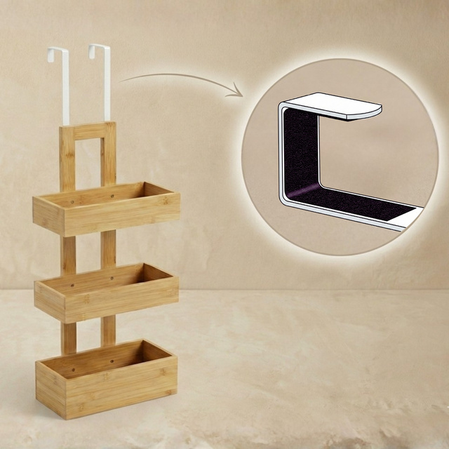 Umeraș de baie din bambus pentru ușă RANT, 74 cm