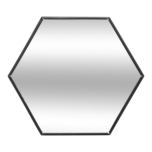 Suport tip oglinda pentru lumânări, hexagonal, Negru, Ø 20 cm