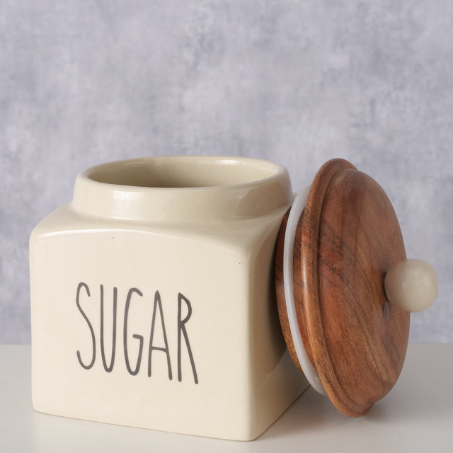 Recipient pentru alimente din ceramică, capac din lemn, SUGGY