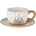 Cana de iarnă cu farfurie, cu motiv de brăduți, 220 ml