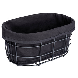 Cos pentru paine, Wenko Bela Black, metal si bumbac, 27 cm x 17 cm x 11.5 cm