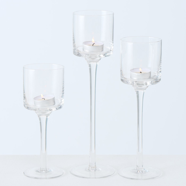 Sfeșnice de sticlă, trei înălțimi, AROSA