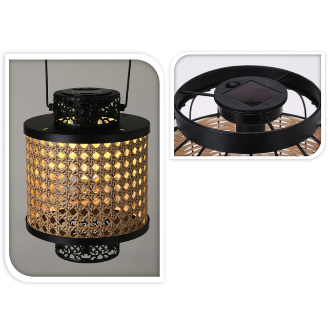 Lampa solara, metalica, impletitura vieneza, Ø 17 x 22 cm