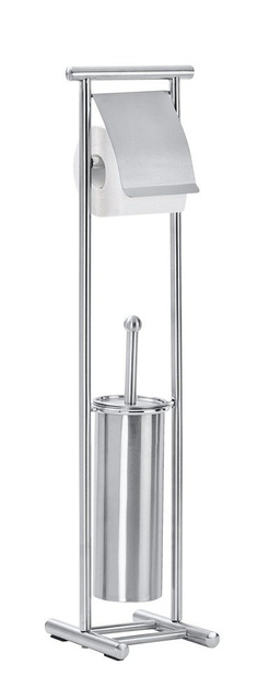 Set de baie Lioni din oțel inoxidabil satinat, suport pentru role și perie de toaletă, WENKO