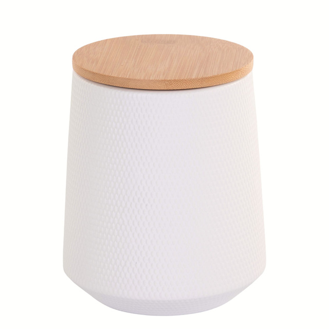 Recipient ceramic cu capac din bambus, 1080 ml