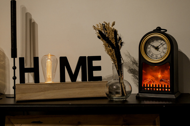 Lampa decorativa HOME cu bec, MDF, 34 x 17 cm