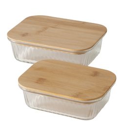 Recipiente pentru alimente LUKA cu capac din bambus, 2 buc.