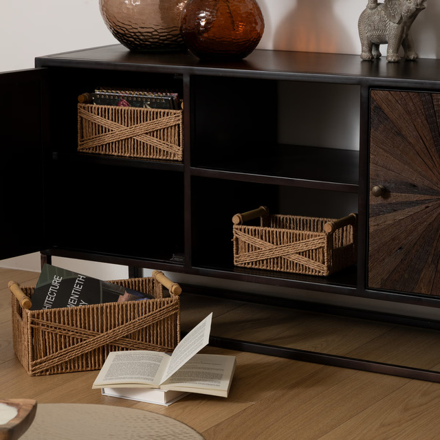 Set de lăzi din lemn natural Eugene x3