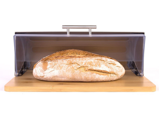 Cos servire pentru paine, Secret de Gourmet, 37x27x15 cm, Lemn, Maro/Transparent