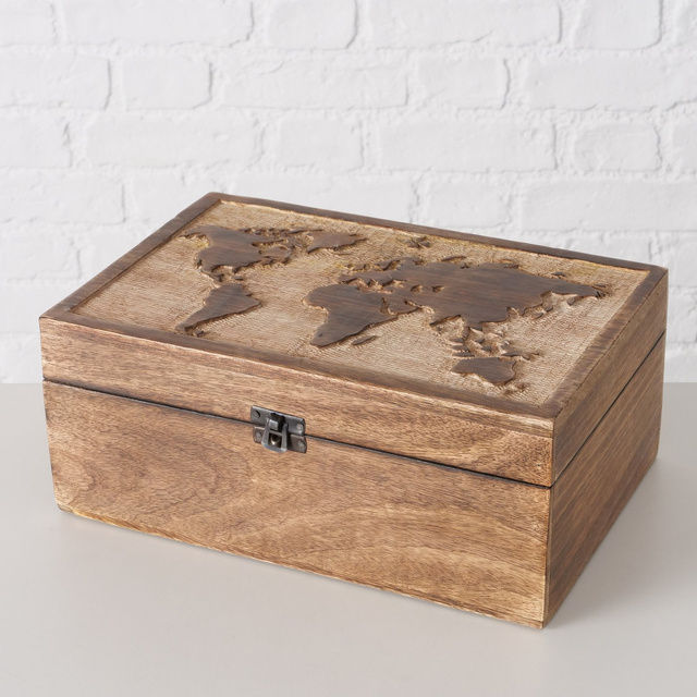 Set 2 cutii din lemn Maps, 2 buc