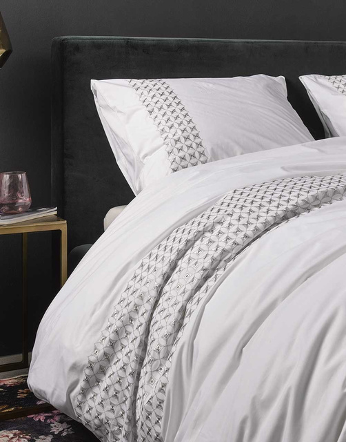 Set de lenjerie de pat din bumbac pentru 2 persoane, set de fețe de pernă din satin, 100% bumbac, 200 x 220 cm, Essenza