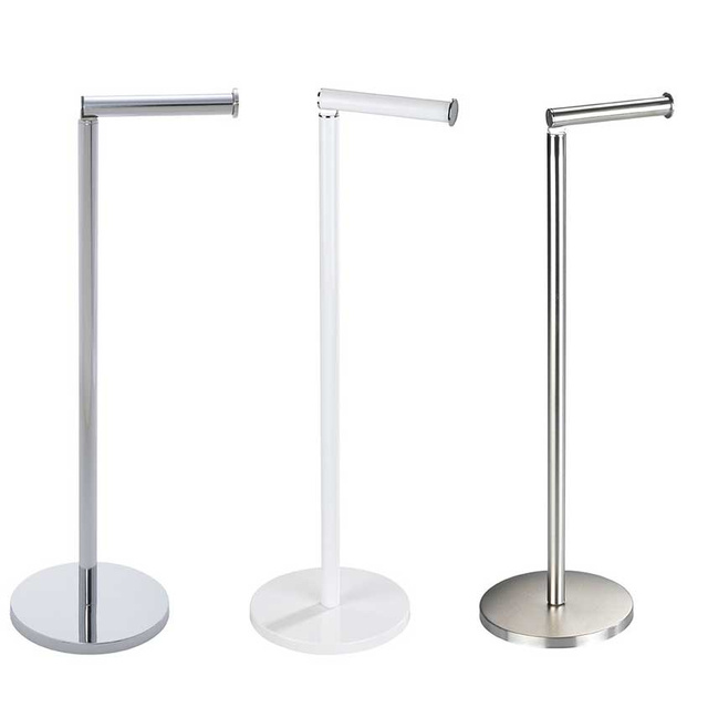 Suport de baie pentru hârtie igienică, construcție cu mânere și bară pentru 4 role suplimentare - WENKO, argintiu mat.