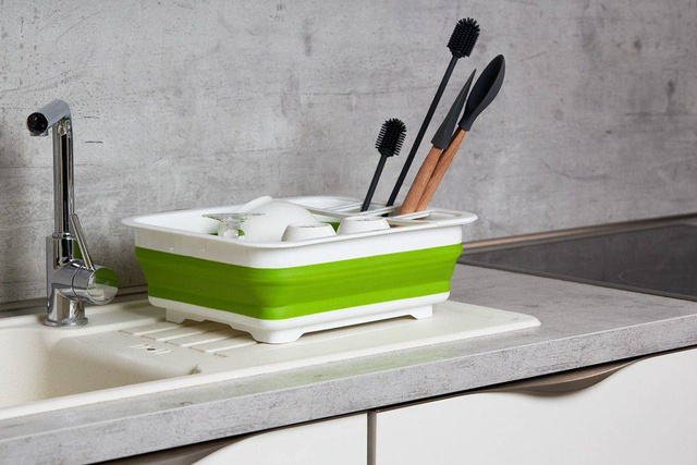 Uscător de vase pliabil, suport pentru vase, pliabil, WENKO, verde