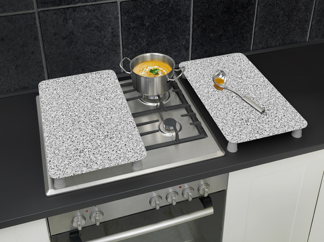 Plăci de protecție din sticlă GRANIT pentru aragaz – 2 bucăți, WENKO