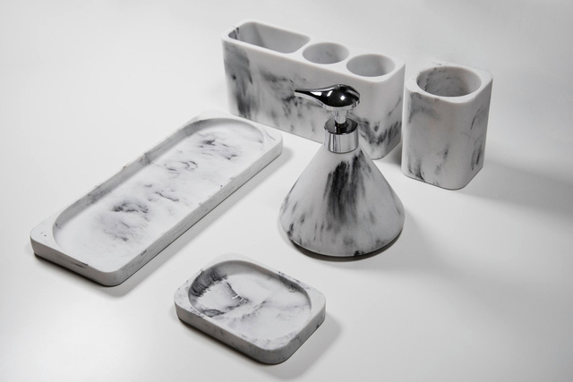 Raft pentru baie DESIO, polirasina efect marmura, alb, Wenko