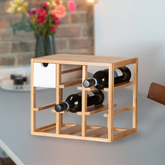 Raft pentru vinuri din bambus FINJA, culoare naturală, Wenko