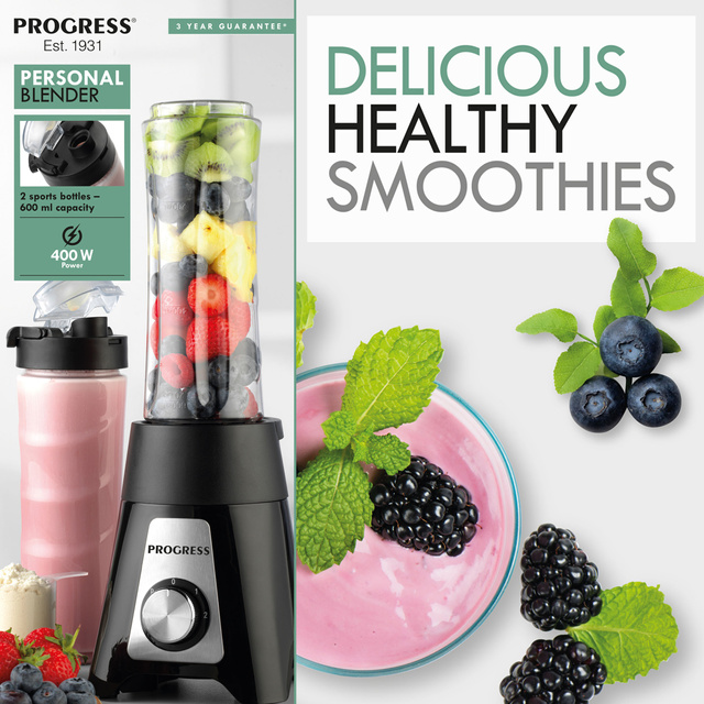 Blender pentru smoothie shaker Progress 400 W, 2 viteze, 600 ml