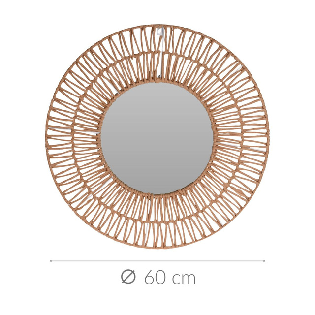 Oglinda rotunda decorativa cu rama geometrica, Ø 60 cm